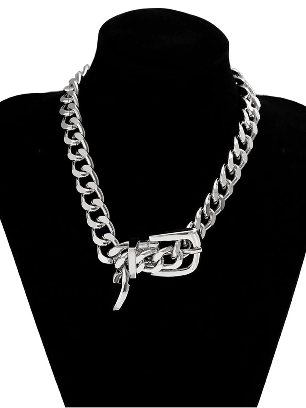 Bold Silver Chunky Chain Belt Choker Necklace - Picture 4 of 8